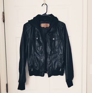 Miss Posh Faux Leather Hooded Jacket